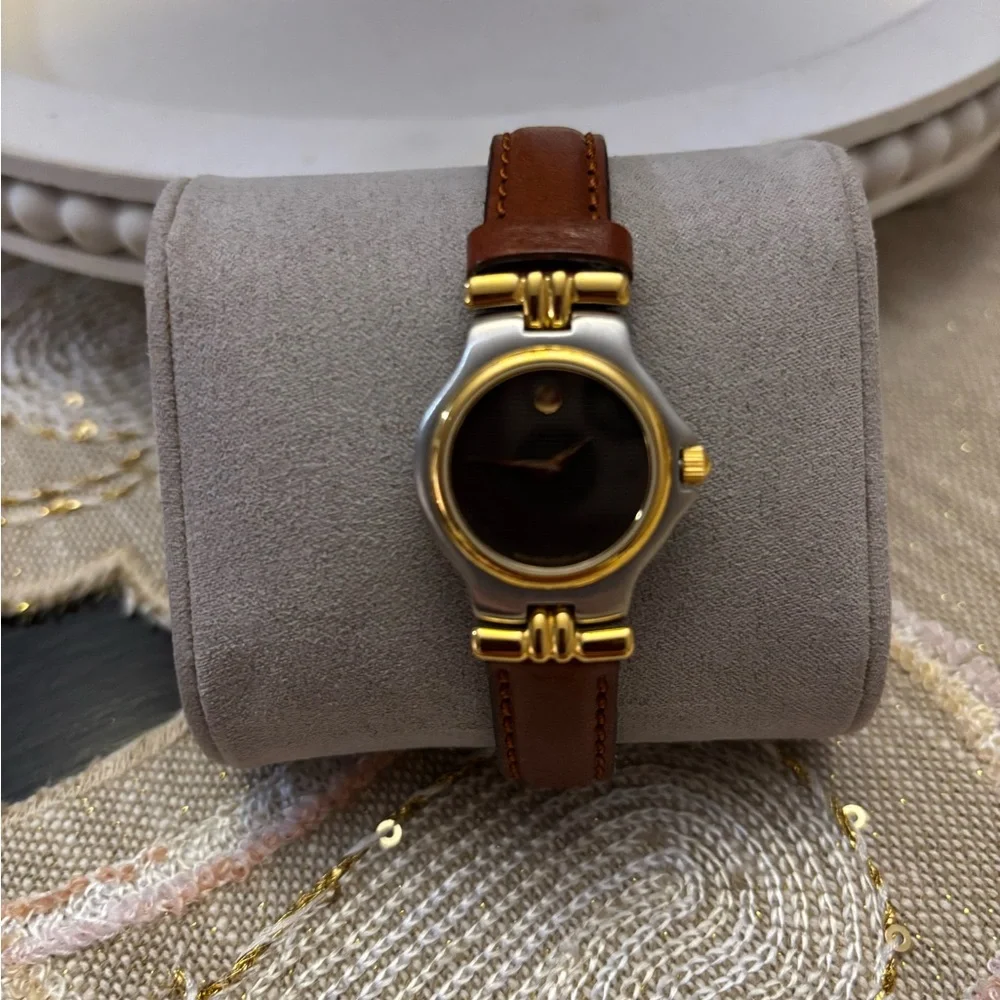Movado Women's Watch with Brown Leather Strap and Gold Accents. ⌚️ - Picture 5 of 6